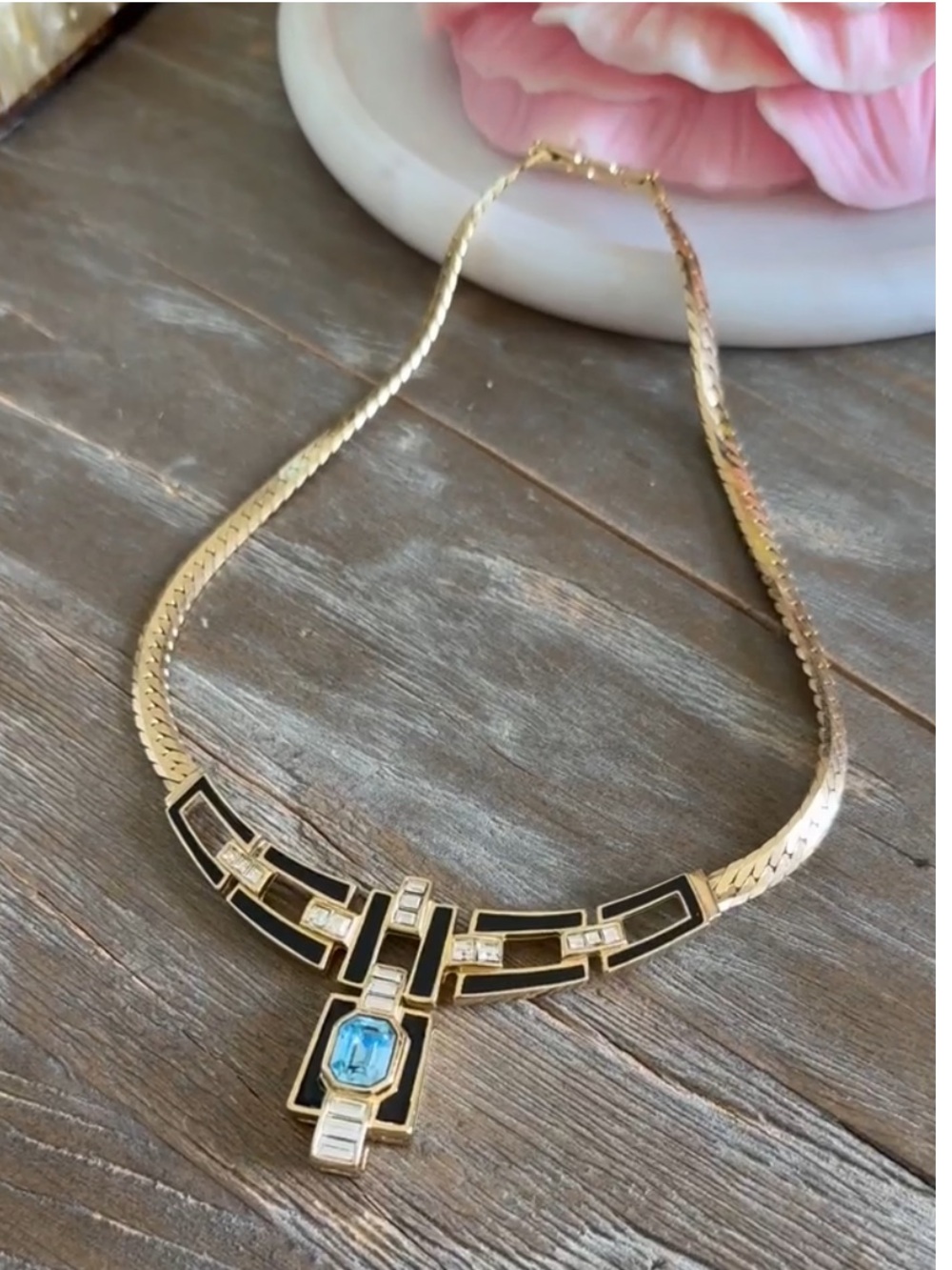 Dior vintage aquamarine, blue Cleopatra, necklace, mint condition